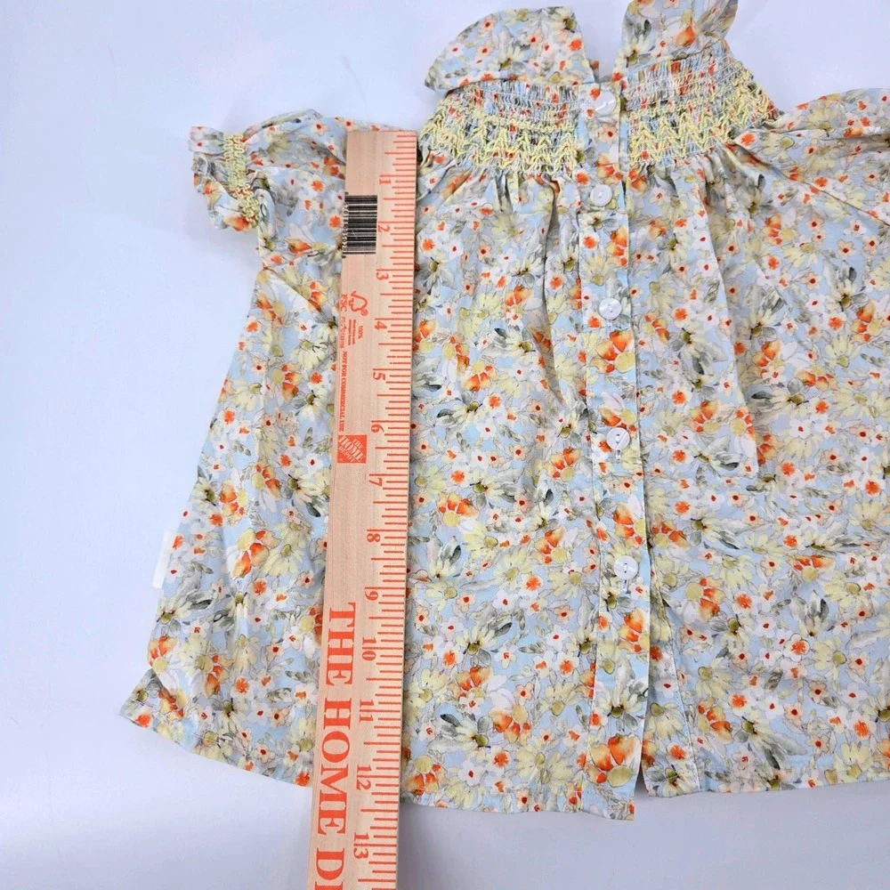 Cutemily Baby Girls Size 80 Floral Smocked Peter Pan Collar Bishop Dress